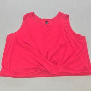 Core 10 Tank Top Women 2X Red Twist Front Modal Blend Sleeveless Crop Activewear